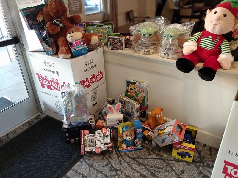 photo of actual toys for tots donation at The Legacy at Highwoods Preserve